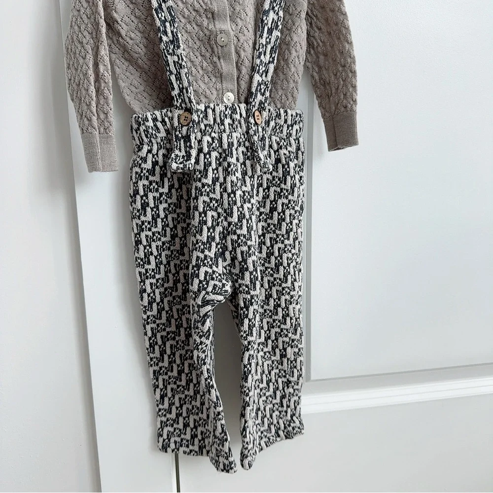 FUB Kids Beige Cardigan and Patterned Pants Set - Picture 3 of 4